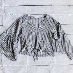 Striped puffy sleeve blouse